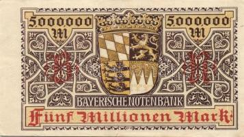 Német Birodalom/Weimari Köztársaság/München/Bayerische Notenbank 1923.8.20. 5000.000M T:II-