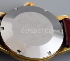 Omega Seamaster 30 (1964), mechanikus, férfi karóra, 17 köves, bordó bőrszíjjal, aranyozott tok, műk...