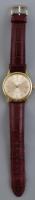 Omega Seamaster 30 (1964), mechanikus, férfi karóra, 17 köves, bordó bőrszíjjal, aranyozott tok, műk...