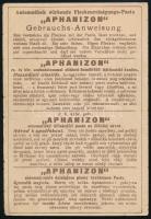 cca 1910 "Aphanizon" folttisztító kenőcs, kétoldalas litho reklámnyomtatvány, 12x8 cm