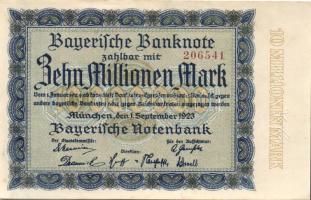 Német Birodalom/Weimari Köztársaság/München/Bayerische Notenbank 1923.9.1. 10.000.000M T:II+