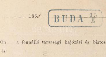 1868 Fuvarlevél a Honvéd hajóról, kék "HONVÉD" hajó bélyegzővel