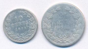 Hollandia 1904. 10c Ag "I. Vilma" + 1906. 25c Ag "I. VIlma" T:2-,3 patina, karc,...