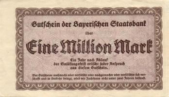 Német Birodalom/Weimari Köztársaság/München/Bayerische Staatsbank 1923.8.1. 1000.000M T:II