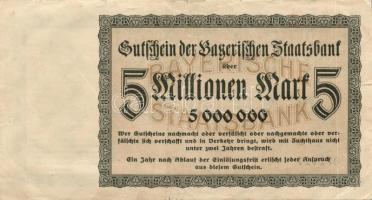 Német Birodalom/Weimari Köztársaság/München/Bayerische Staatsbank 1923.8.1. 5000.000M T:III