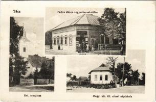 1922 Tác, Református templom, M. kir. állami elemi népiskola, Pados János üzlete (r)