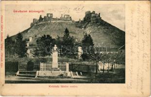 1905 Sümeg, Kisfaludy Sándor szobra, vár. Horvát Gábor kiadása (EK)