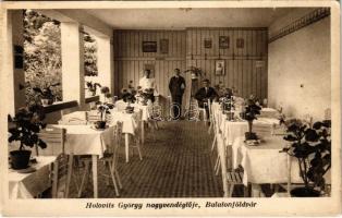 Balatonföldvár, Holovits György nagyvendéglője, étterem, pincérek. Áldor Dezső felvétele (EK)