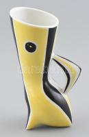 Zsolnay porcelán modern váza, tervező: Török János, kézzel festett, jelzett, kopásnyomokkal, mázhibákkal, m: 15 cm