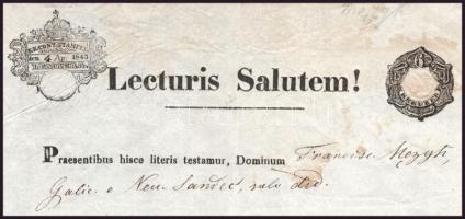 1843 Leopoli (Lviv) államtudományi bizonyítvány szignettákkal