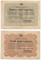 1849. 15kr + 30kr Kossuth bankó T:III  Adamo G102, G103
