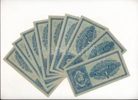 1920. 1K (10x) "aa 016 622426 - aa 016 622456" közte sorszámkövető párok és közeli sorszám...