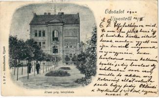 1900 Budapest IV. Újpest, Állami polgári leányiskola. Schön Bernát kiadása (EK)