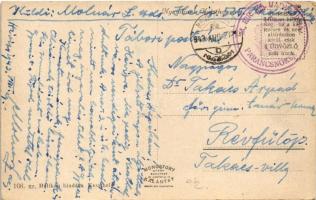 1943 Keszthely, park (EK) + "M. KIR. 525. HADIKÓRHÁZ PARANCSNOKSÁGA" bélyegző