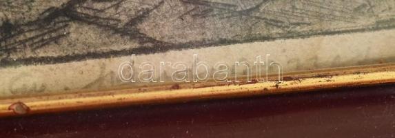 Gy. Sándor József (1887-1936): Távolba merengő. Rézkarc, papír, jelzett. 23x16 cm. Üvegezett keretbe...