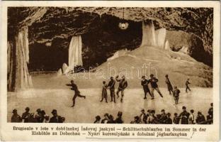 1928 Dobsina, Dobsiná; nyári korcsolyázás a jégbarlangban. Fejér Endre kiadása / ice skating in the ice cave in summer