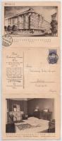1933 Wien, Vienna, Bécs; Hotel Erzherzog Rainer - Kinyitható reklám képeslap / folding advertising postcard with interiors (hajtásnál szakadt / bent til broken)