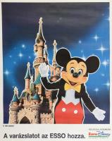 1994 Párizs, EuroDisney (Disneyland) reklám plakát Mickey egérrel, feltekerve, sarkain kisebb lyukakkal, 64,5x48 cm / Paris Disneyland poster with Mickey Mouse, with small holes, 64.5x48 cm
