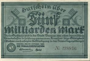 Német Birodalom/Weimari Köztársaság/Bremen 1923.10.20. 5000.000.000M T:I-