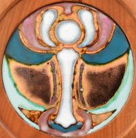 Moreli Edit (1940-2020) tűzzománc kép d: 9 cm fakeretben