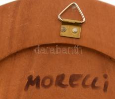 Moreli Edit (1940-2020) tűzzománc kép d: 9 cm fakeretben