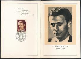 1974 Meghívó a Petőfi Irodalmi Múzeum Radnóti Miklós kiállítására + emléklap bélyeggel