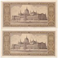 1946. 100.000.000P (2x) sorszámkövetők "P 126 077875 - 077876" T:II- Adamo P27