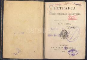 1887 Radó Antal: Petrarca, Budapest, Franklin társulat
