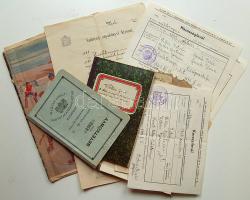cca 1940-1944 Hagyaték okmány tétel kb 30 db vegyes okmány, igazolvány, befizetési bizonylat, újság