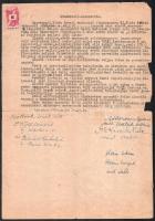 1950 Apáti Abkarovics Béla (1888-1957) nagybányai, majd szentendrei festőművész autográf aláírása szentendrei és budapesti ingatlanok adásvételi szerződésén, sérült