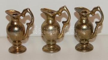 3 darabos dísz bronz kiöntő készlet kis méretben, 6 centiméteres magassággal