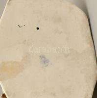 Zsolnay porcelán fát szedő kisfiú, kézzel festett, jelzett, kis mázhibával, az alján elhalványult je...