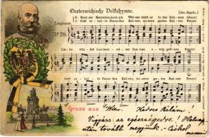 1901 1848-1898 Ferenc József és az osztrák himnusz kottás képeslapja / Österreichische Volkshymne / Franz Joseph and the Austrian Hymn, music sheet (EK)