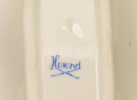 Herendi virágmintás porcelán leveles tálka, kézzel festett, jelzett, kis kopásnyomokkal, 15x9 cm + Z...