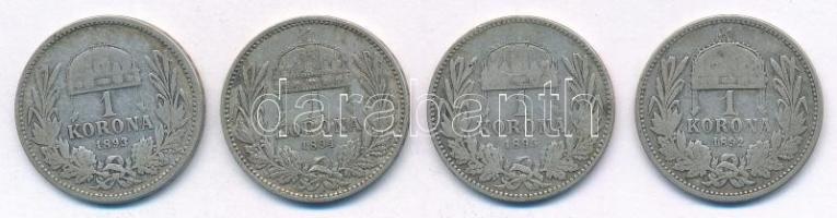 1892KB-1895KB 1K Ag "Ferenc József" (4xklf) T:3 Adamo K5