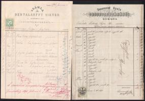 1872-1943 Baja, Vasvár, Körmend, 3 db fejléces gyógyszertári és szeszgyári számla (Czigler József, B...