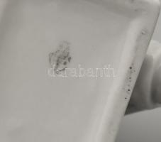 Zsolnay botfaragó porcelán fiúcska, fehér mázas, jelzett, (tervezte: Sinkó András), egészen apró máz...