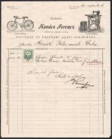 1874-1899 Szombathely, 10 db fejléces számla (Ecker Jakab, Deutsch Simon, Hodossy Lajos, stb.) okmán...