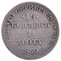 Oroszország / Kongresszusi Lengyelország 1839. 15k/1zl Ag T:2-,3 patina Russia / Congress Poland 1839. 15 Kopecks/1 Zloty Ag C:VF,F patina Krause C#129