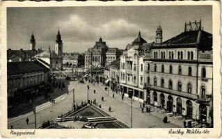 Nagyvárad, Oradea; Horthy Miklós tér, Palace szálloda étterem és kávéház / square, hotel, restaurant and cafe (fa)