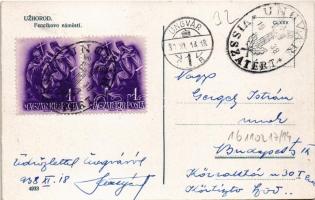 Ungvár, Uzshorod, Uzhhorod, Uzhorod; Fencikovo námestí / tér, híd, üzletek / square, bridge, shops +...