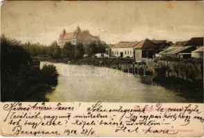 1902 Beregszász, Beregovo, Berehove; részlet a Petőfi utcából. Auer Károly kiadása / general view, riverside (EM)
