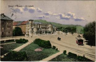 1909 Brassó, Kronstadt, Brasov; városi vasút / street view, urban railway (EK)