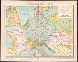 cca 1900 A cigányok elterjedése Európában, térkép, Pallas Nagy Lexikona, Bp., Posner-ny, 20,5x26,5 cm