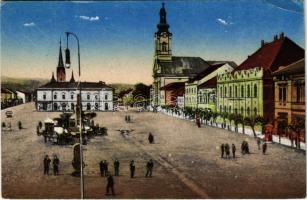 Máramarossziget, Sighetu Marmatiei; Fő tér, piac / main square, market + 1940 Máramarossziget visszatért So. Stpl. (EB)