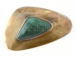Ezüst(Ag) bross Eilat kővel, jelzett, fém tűvel, 2,5×4 cm, bruttó: 8,24 g