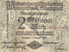 Német Birodalom/Weimari Köztársaság/Stuttgart 1923.8.1. 2000.000M T:II/III