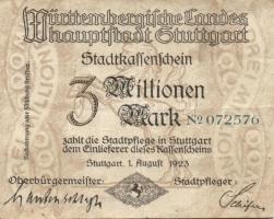 Német Birodalom/Weimari Köztársaság/Stuttgart 1923.8.1. 3000.000M T:II/III