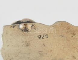 Ezüst(Ag) gyűrű kék ásvánnyal, jelzett, méret: 56, bruttó: 10 g