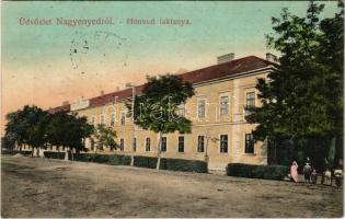 1908 Nagyenyed, Aiud; Honvéd laktanya. Földes Ede kiadása / K.u.K. military barracks